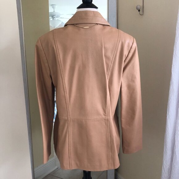 Vintage St. John Sport By Marie Gray 100% Leather Jacket Camel Size Medium EUC - Picture 5 of 16